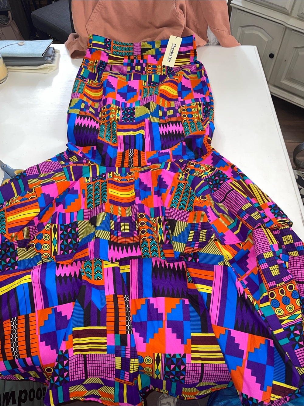 NWT Shenbolen African 1989’s print ruffle skirt XL
